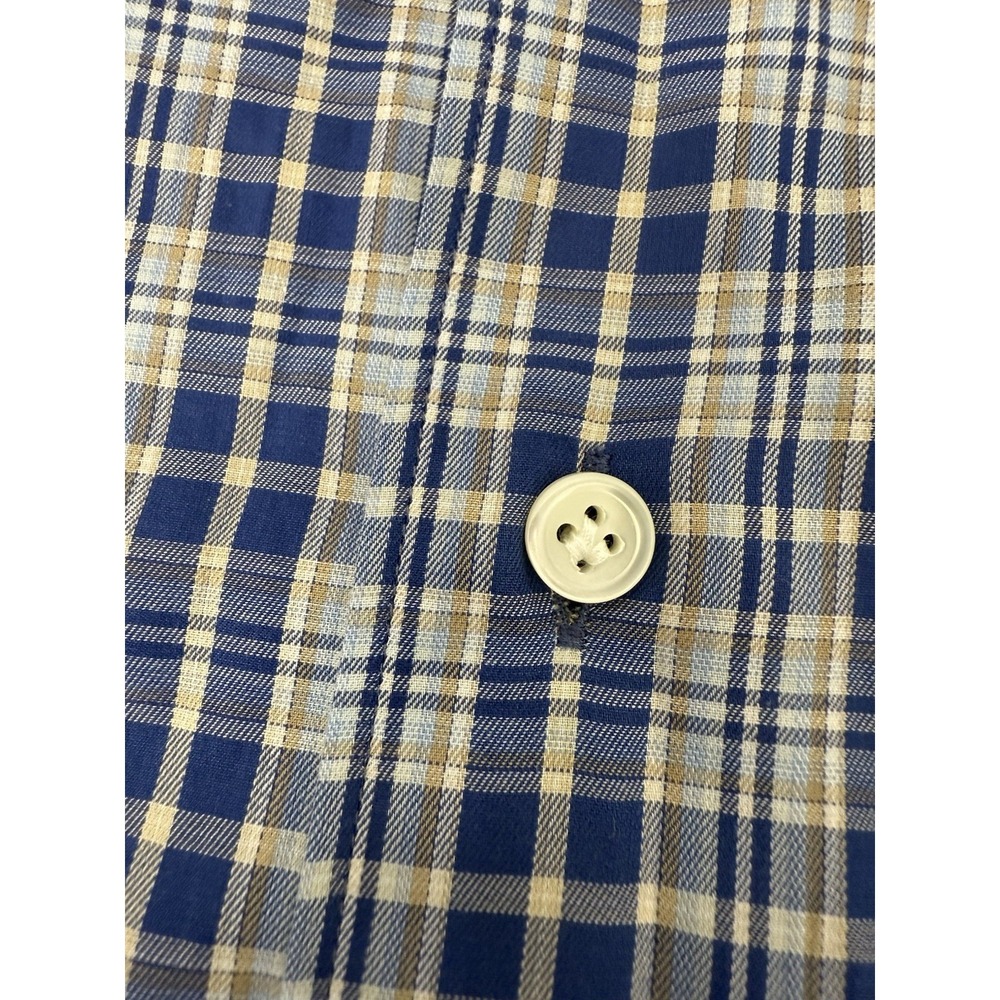 Peter Millar Collection Blue Plaid Long Sleeve Button Front Shirt Mens Size L - Picture 7 of 11